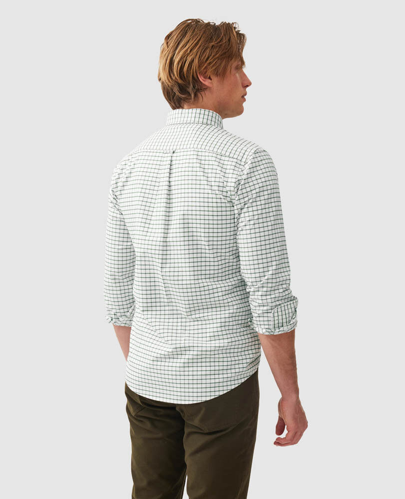Chemise coupe sportive en coton oxford 3&nbsp;&agrave; carreaux Gunn, OLIVE, Back