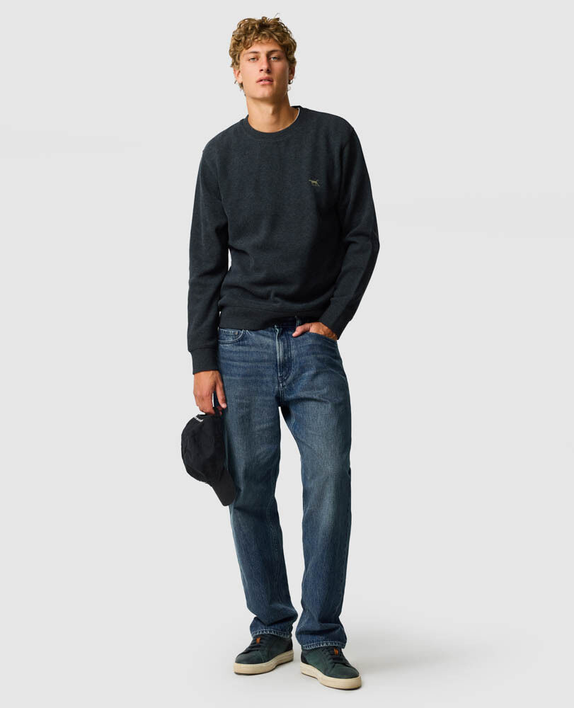 Gunn Crew Neck Sweat, GRAPHITE, Off Front