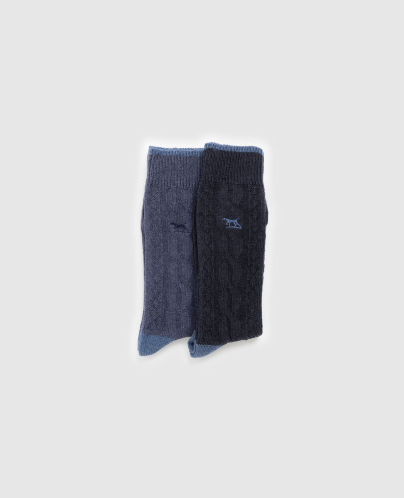 Dunedin Cable Sock 2 Pack, NAVY DENIM, Off Front
