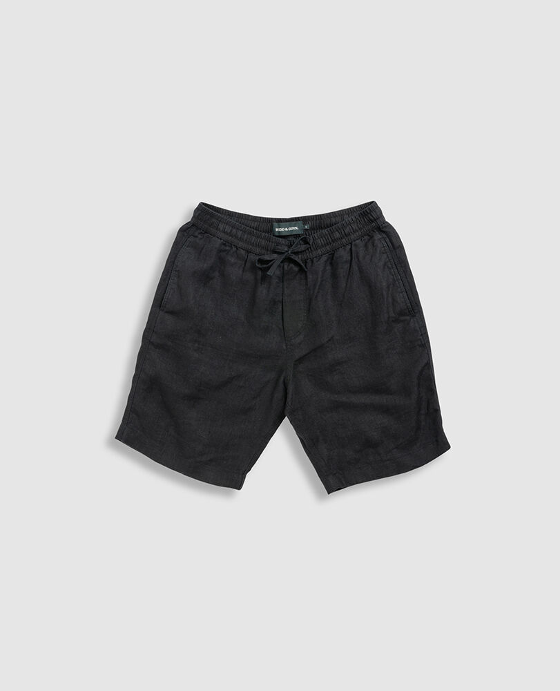 Short en lin Resort, 23 cm, NOIR, Detail 2