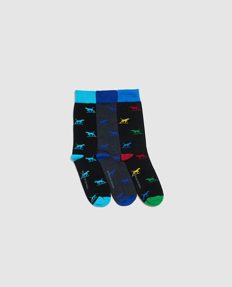 Dogs-A-Plenty Three Pack Socks, BRIGHT MULTI, Back