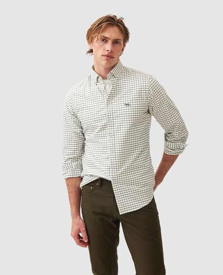 Gunn Check Oxford 3 Sports Fit Shirt, FERN
