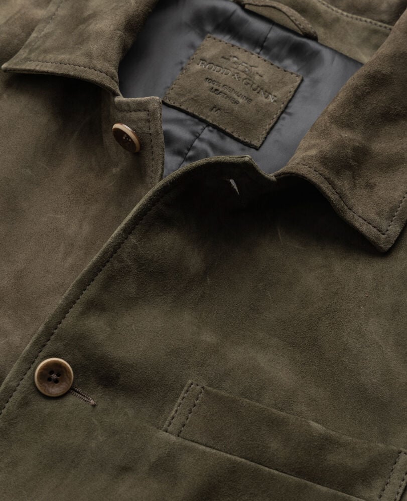 Somerset Leather Jacket, OLIVE, Detail 2