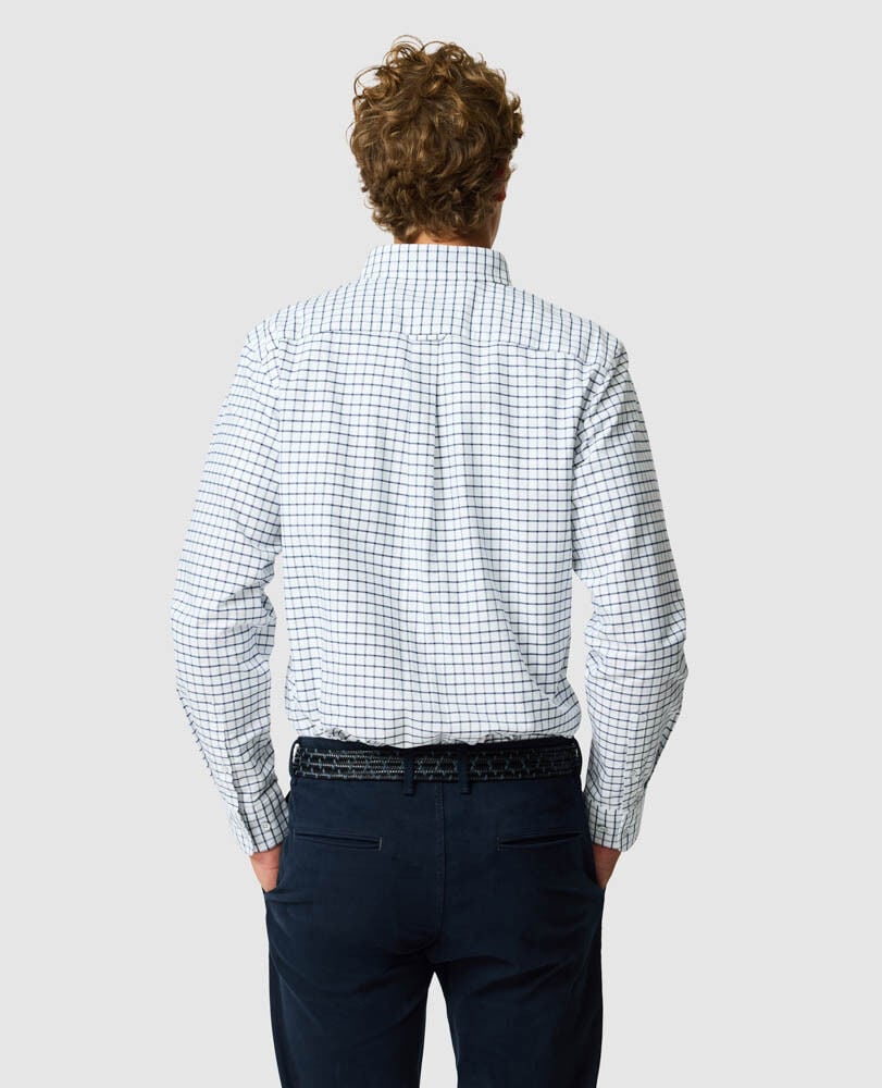 Gunn Check Oxford 3 Sports Fit Shirt, MARINE, Back
