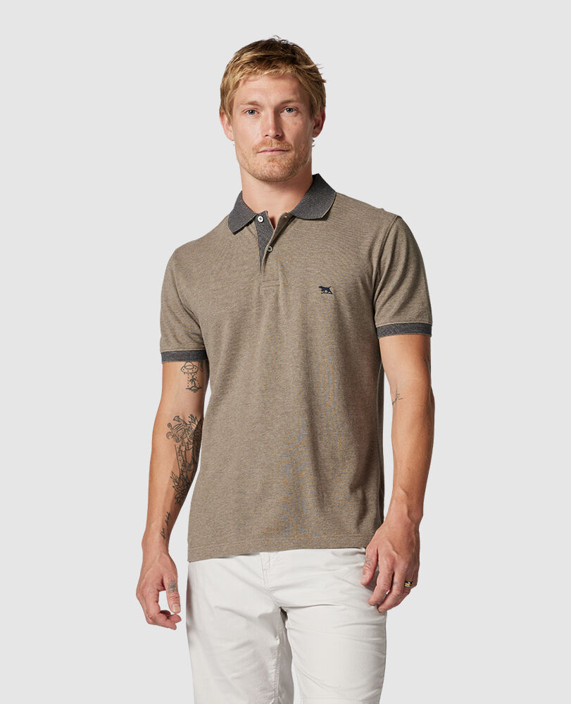 New Haven Sports Fit Polo, LATTE, Front