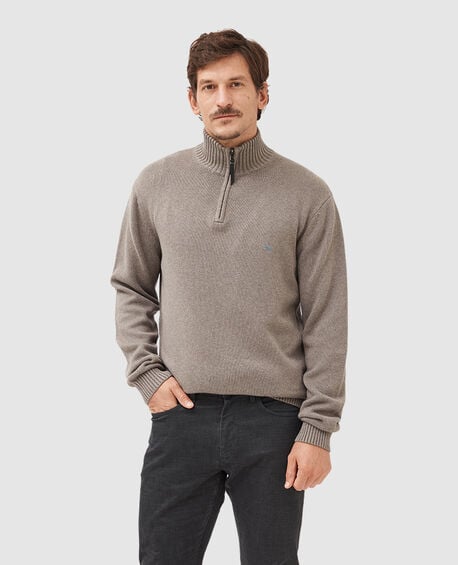 Merrick Bay 1/4 Zip Sweater, ALMOND