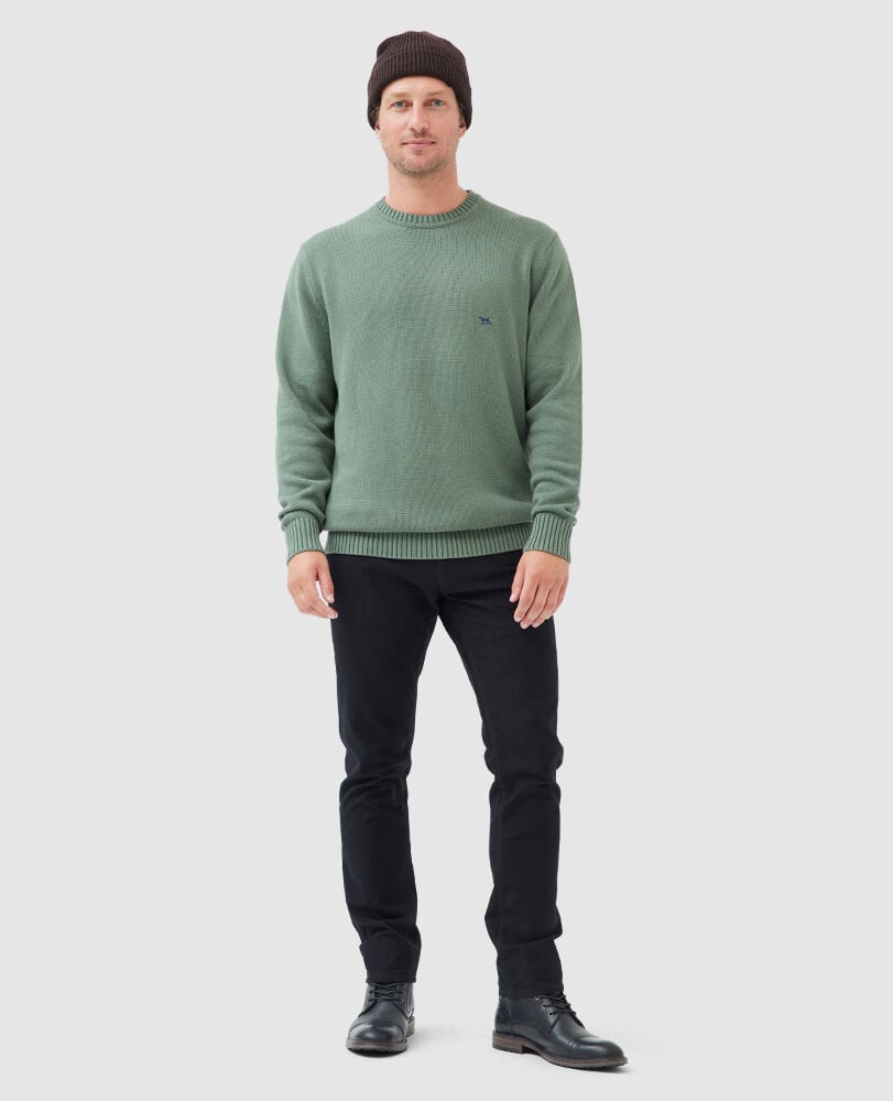 Gunn Crew Sweater, OLIVE, Off Front