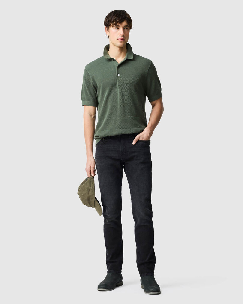 Lyell Straight Italian Denim, Used Black, Off Front