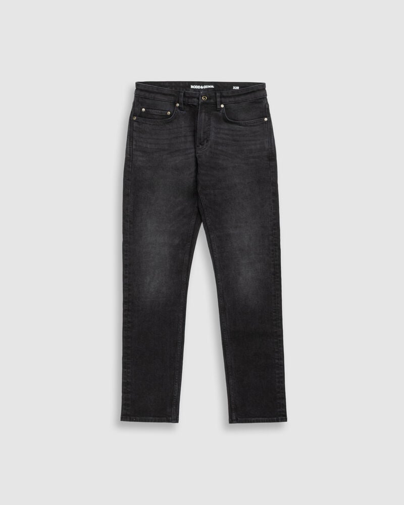 Lyell Straight Italian Denim, Used Black, Flat Lay