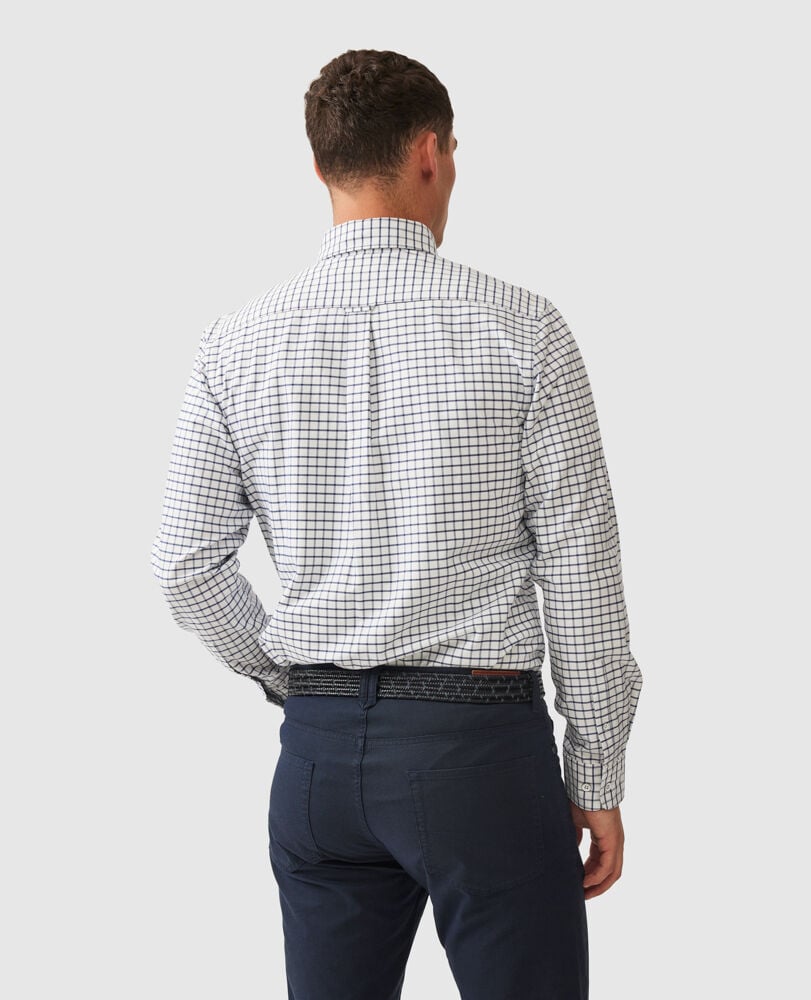 Gunn Check Oxford 3 Sports Fit Shirt, NAVY, Back