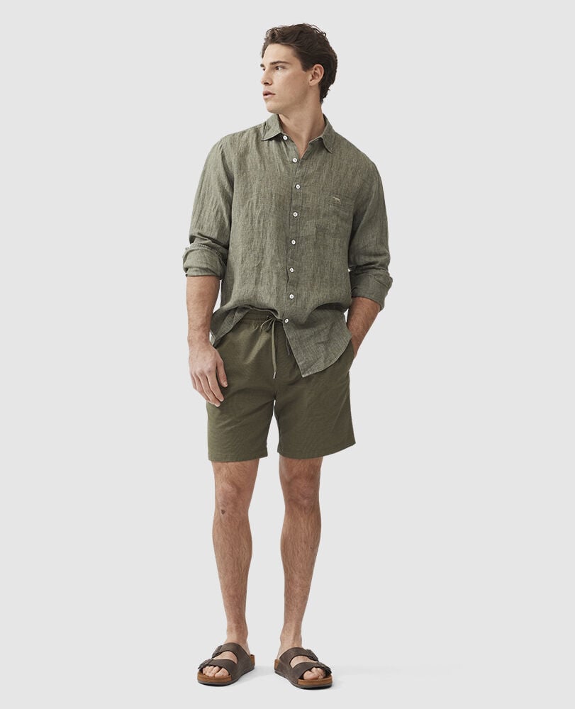 Cable Bay Shirt, KELP, Off Front