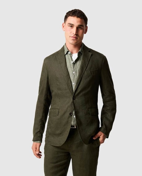 Resort Linen Jacket, DARK OLIVE