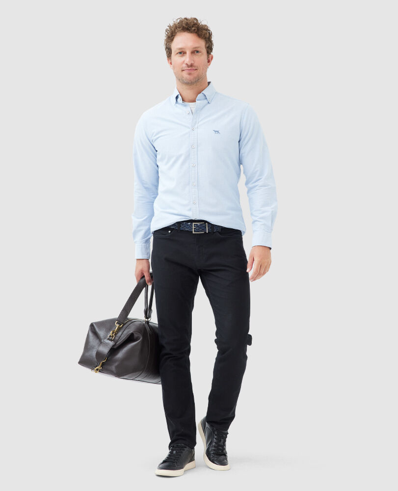Chemise slim en coton oxford Gunn, BLEUET, Off Front