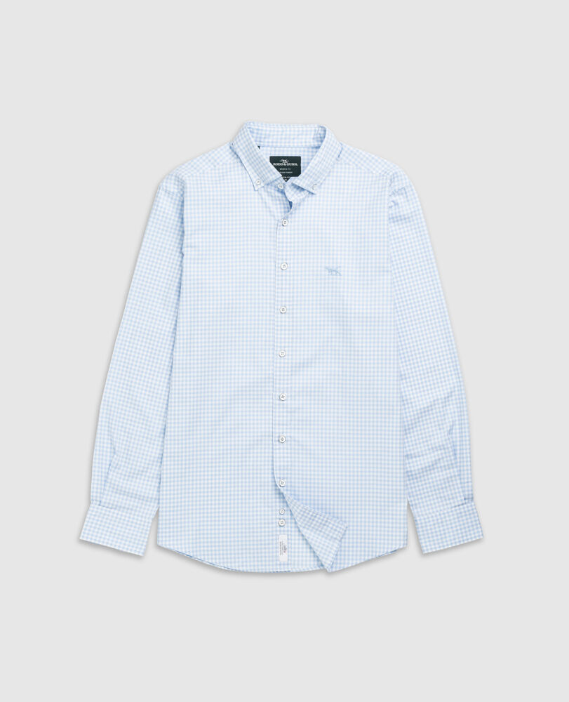 Oxford Bayshore Gingham Sports Fit Shirt, MALIBU, Flat Lay