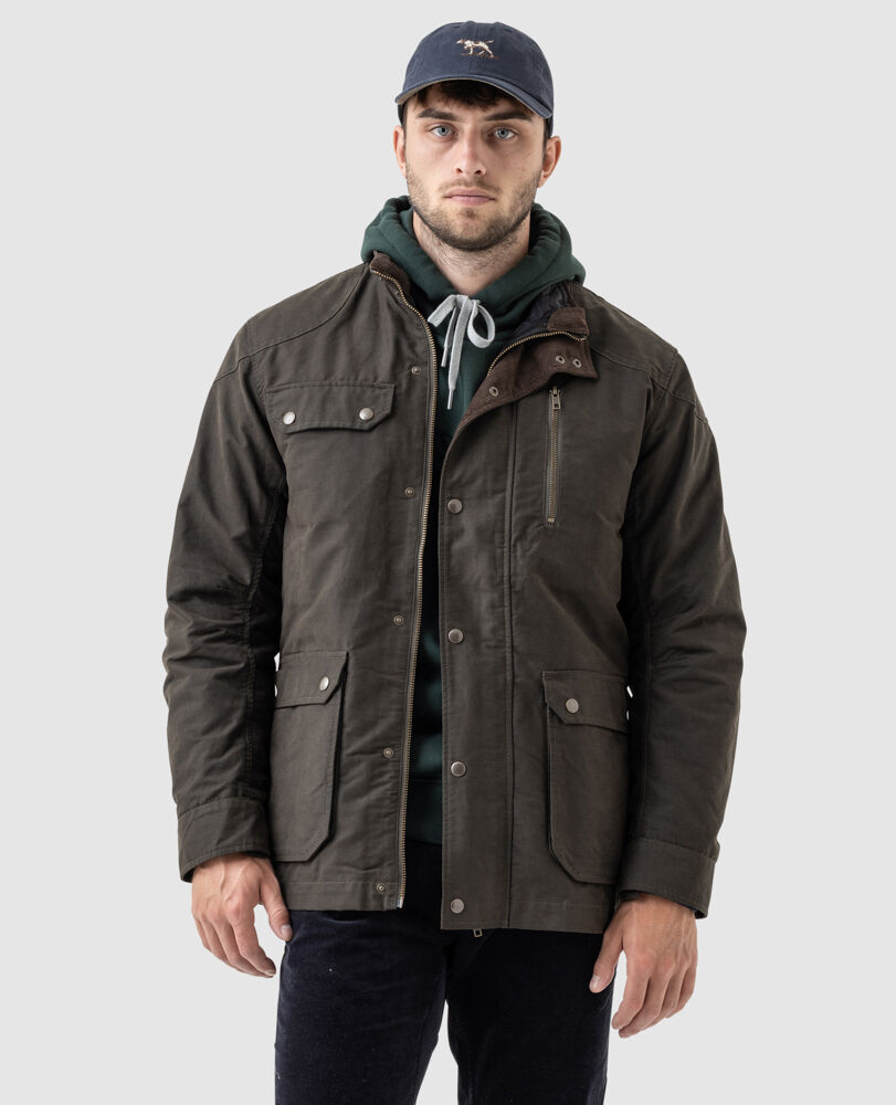 Harper Waxed Jacket, OLIVE, Front