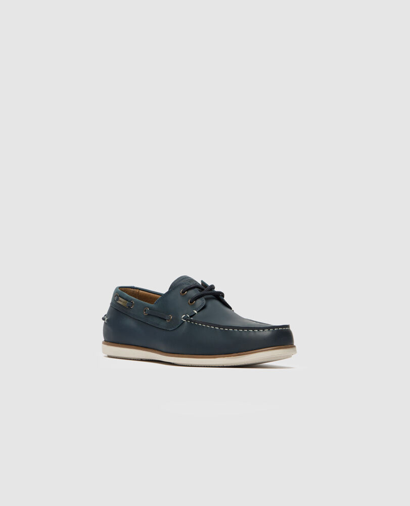 Boardwalk Boat Shoe, NAVY, Off Front