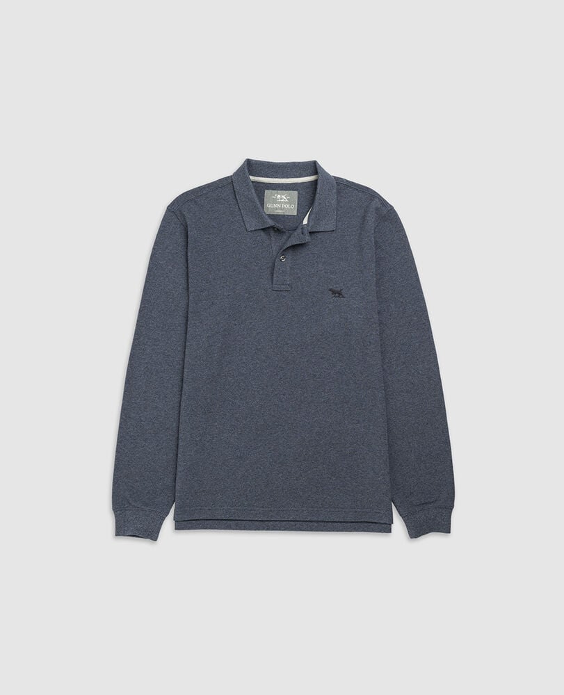 Long Sleeve Sports Fit Gunn Polo, MARINE, Flat Lay