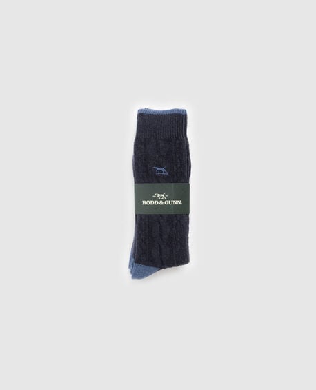 Dunedin Cable Sock 2 Pack, NAVY DENIM