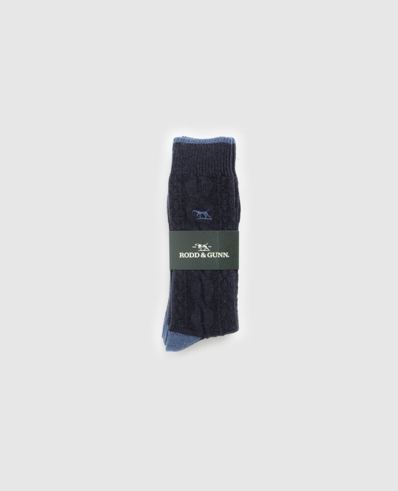 Dunedin Cable Sock 2 Pack, NAVY DENIM, Front