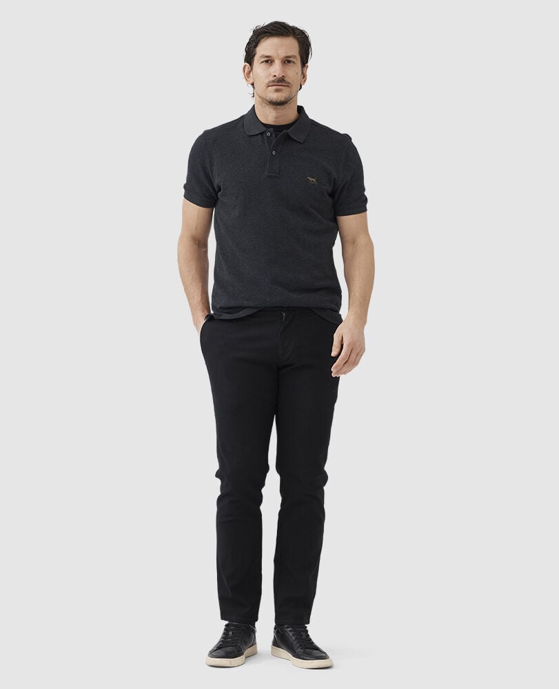 The Gunn Sports Fit Polo, CHARCOAL, Off Front