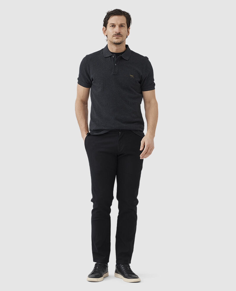 The Gunn Sports Fit Polo, CHARCOAL, Off Front