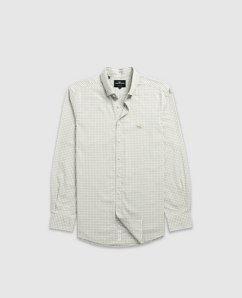 Gunn Check Oxfordhemd mit sportlicher Passform, SALBEI, Flat Lay