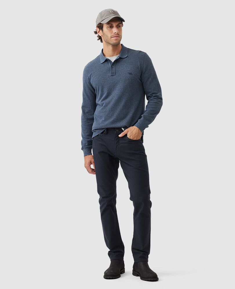 Polo manches longues gunn, MARINE, Off Front