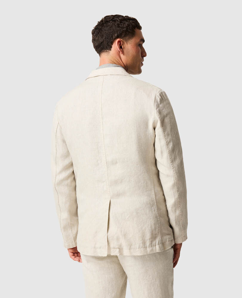 Resort Linen Jacket, OATMEAL, Back