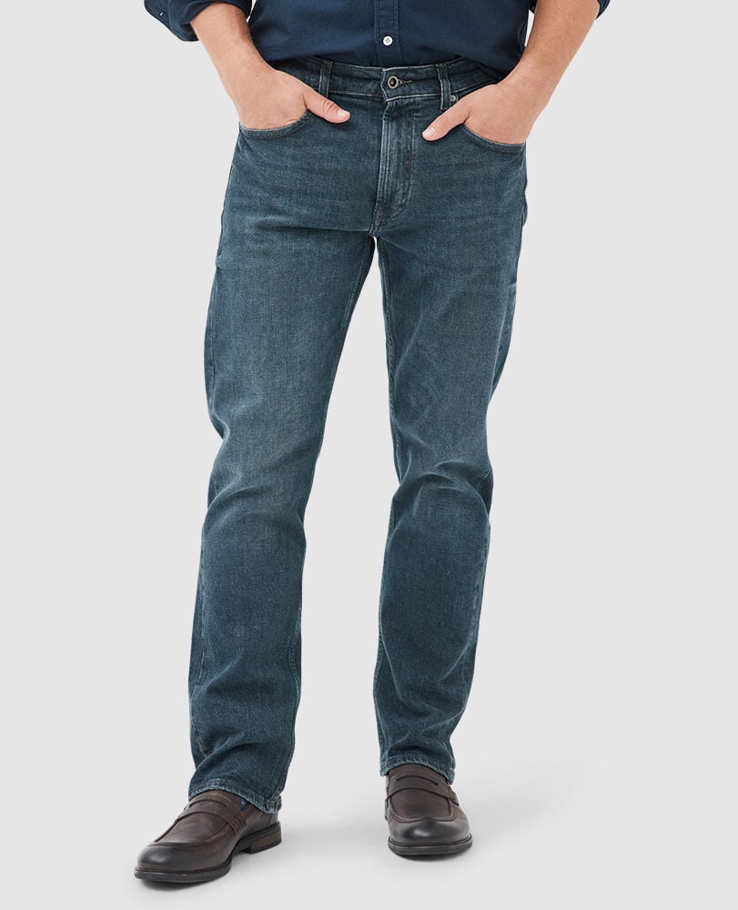 Winton Relaxed Fit Italian Denim, MID BLUE, Front