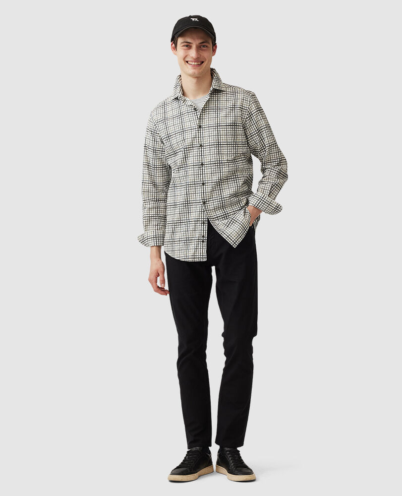 Hemd mit sportliche Passform Brookdale, AKTIVKOHLE, Off Front