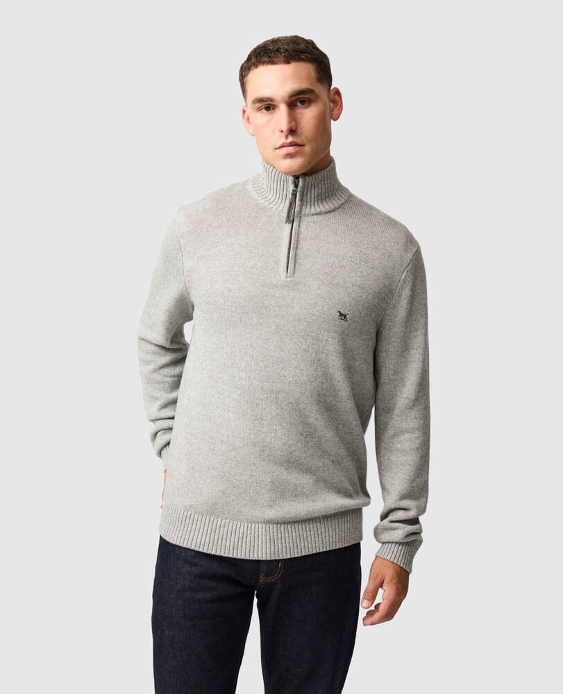Merrick Bay 1/4 Zip Knit, MARBLE, Front