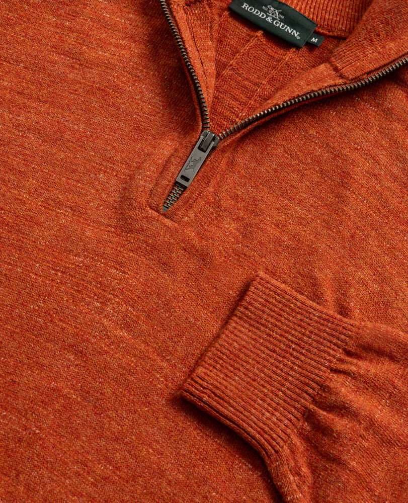 Fortrose 1/4 Zip Knit, BRICK, Detail 2