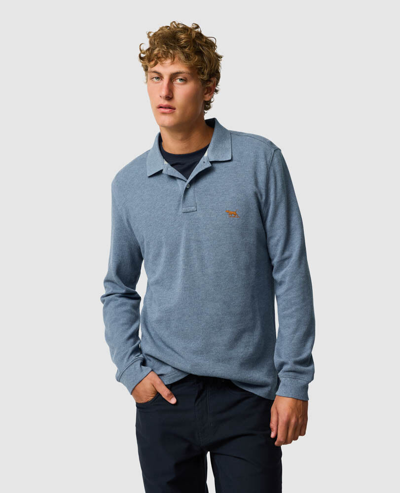 Lang&auml;rmeliges Gunn Polo, CHAMBRAY, Front