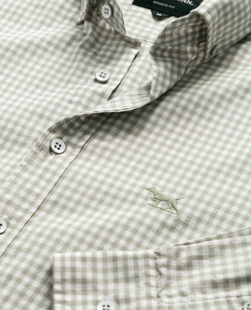 Gunn Check Oxfordhemd mit sportlicher Passform, SALBEI, Detail 2