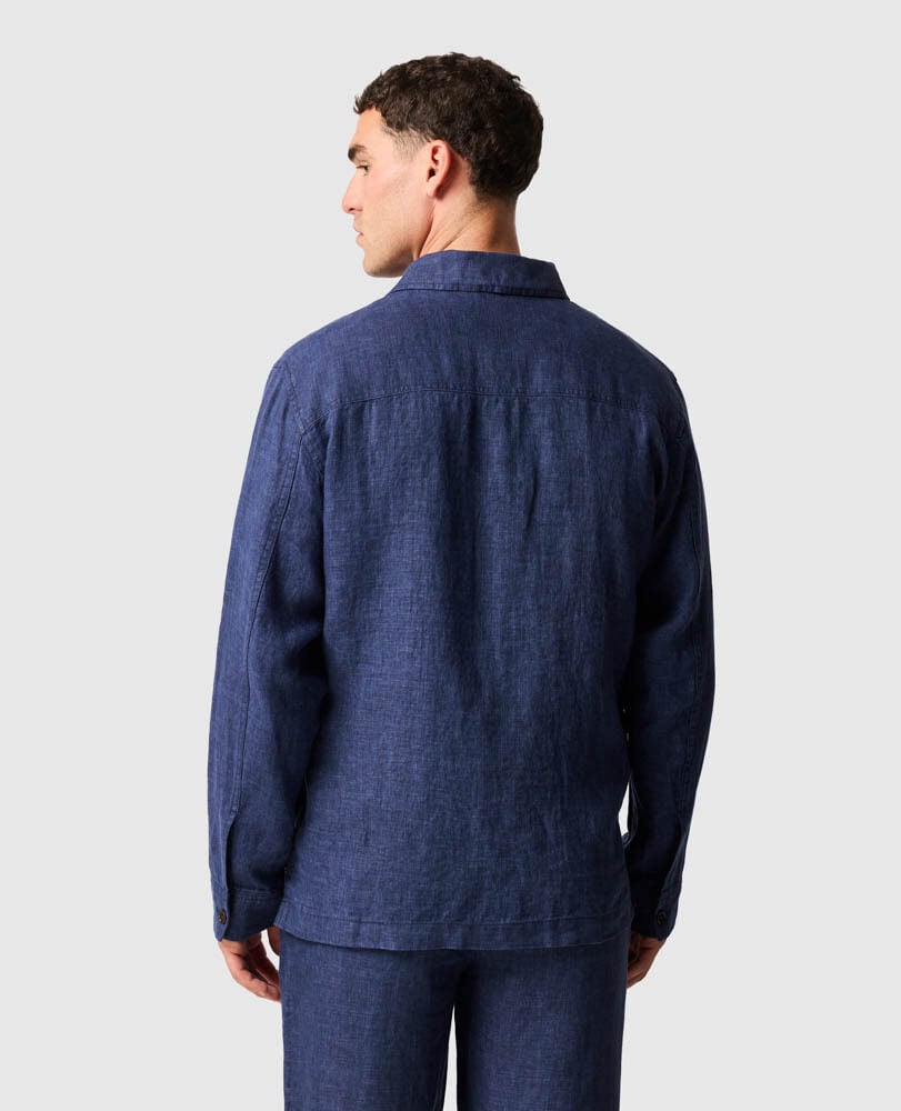 Resort Linen Shacket, MARINE, Back