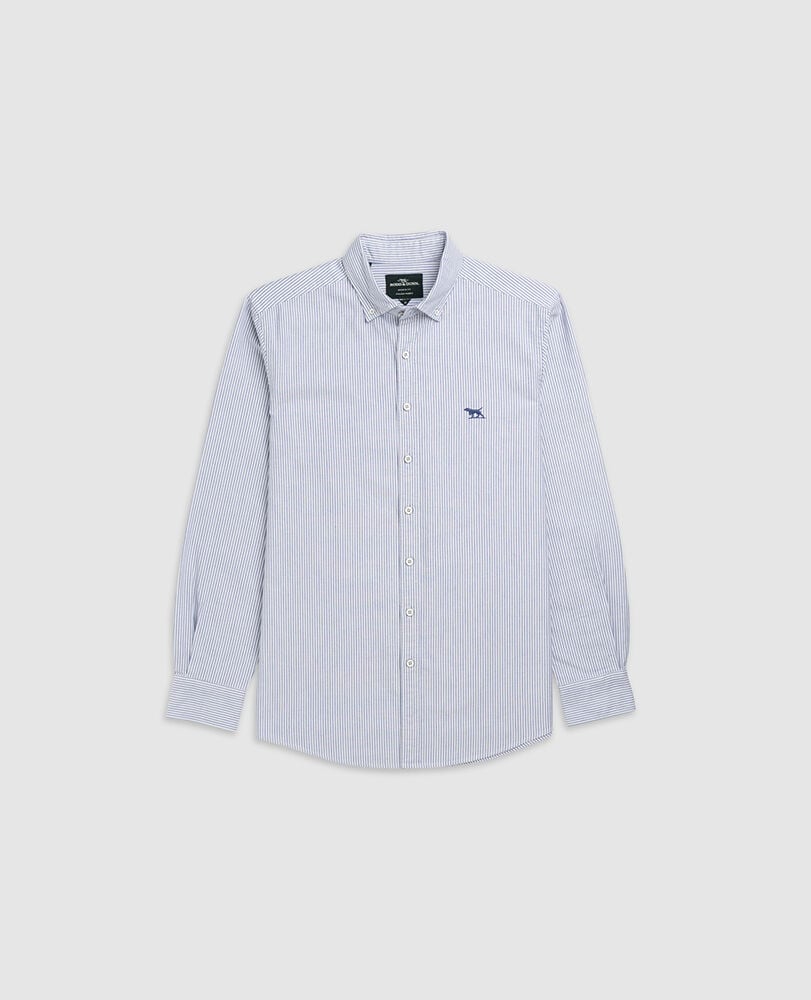 Gunn Oxford Stripe Sports Fit Shirt, ROYAL, Flat Lay
