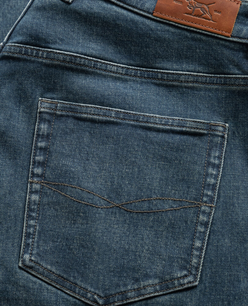 Kurow Relaxed Fit Italian Denim, MID BLUE, Back